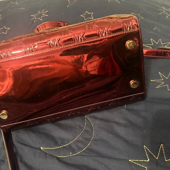 Michael Kors Red Patent Leather Embossed Satchel Crossbody - Picture 5 of 8
